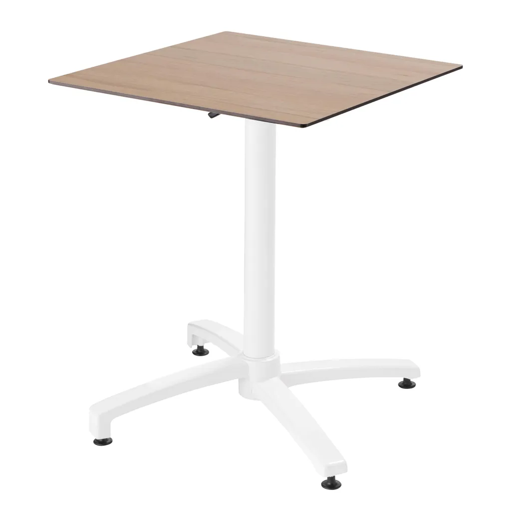 Table de terrasse 60x60 cm inclinable Oviala Opéra en chêne clair stratifié