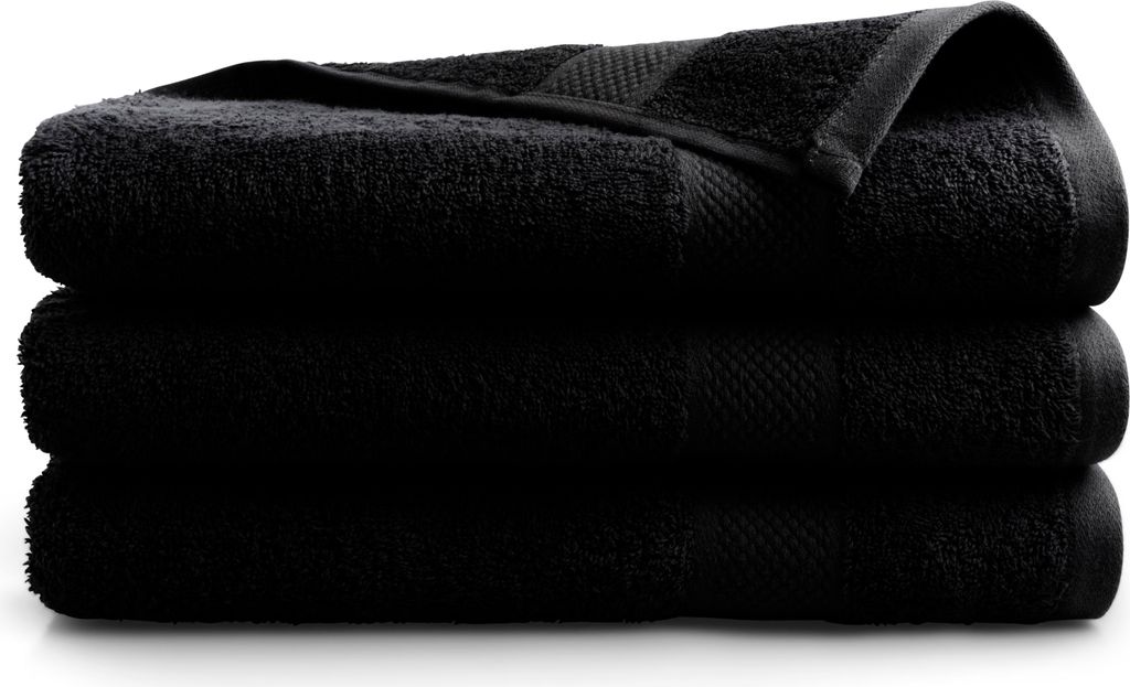 DoubleDry Premium Handtücher Set - 3 Stück 70 X 140 cm Baumwolle - 500 g/m² - Weich & Saugstark - Badetuch badehandtücher Große Handtuch (Schw...