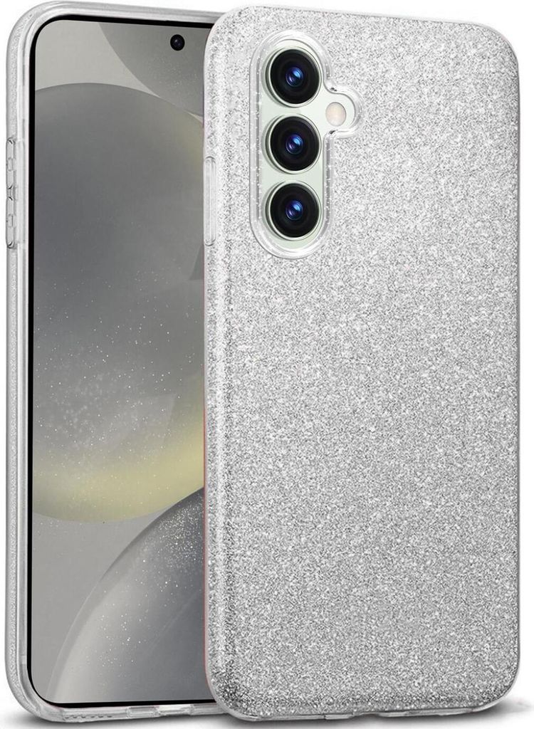 Conie Glitzer Schutzhülle für Samsung Galaxy S25 Ultra Hybrid Silikon Hard Case TPU Cover Hülle in Silber