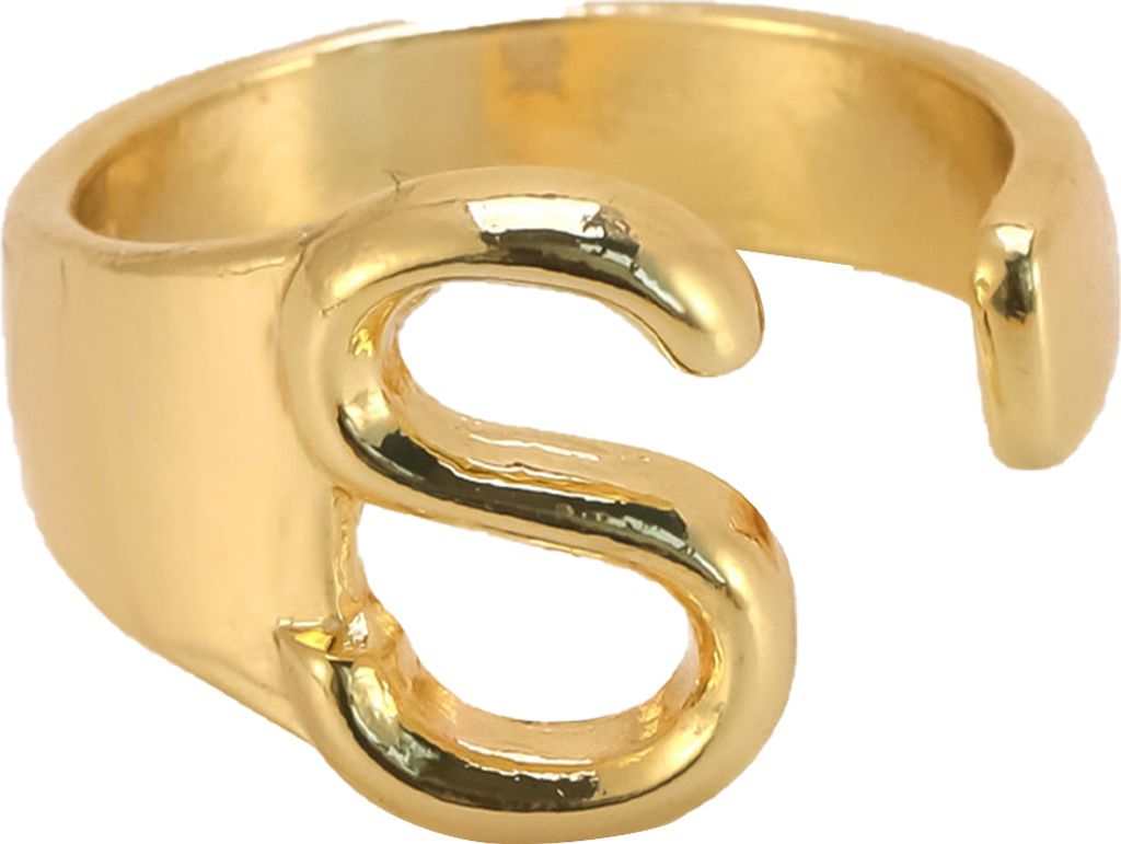 Jubiläumsring, geometrisches, verstellbares Design, offener Fingerring mit englischen Buchstaben zur Dekoration-S