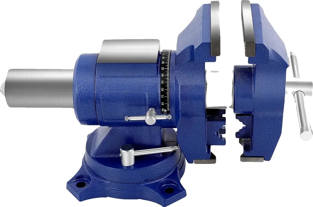 Serre-joint d'établi manuel 360° en fonte ductile durable - Bleu Foncé