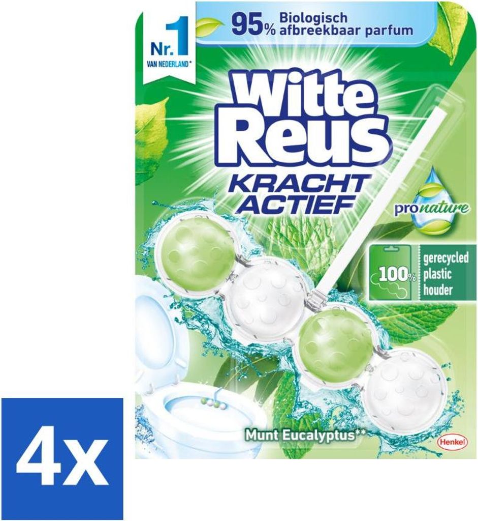 White Giant - Toilettenblock Power Active Pro Nature - Minze & Eukalyptus - 1 Toilettenblock - Vorteilspack - 4 Stücke