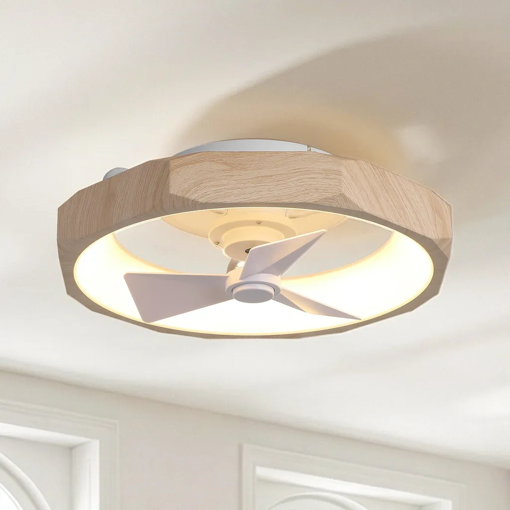 Ventilateur de plafond 48cm blanc mat avec éclairage LED et commande