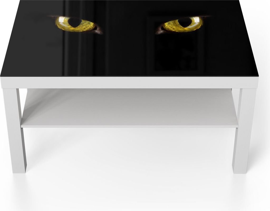 DEQORI Couchtisch 90x55 cm Weiß 'Unheimliche Katzenaugen' Glas Beistelltisch