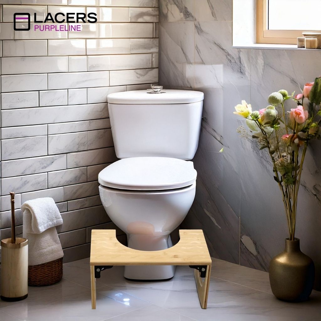 Lacers PurpleLine Toilettenhocker aus Bambus klappbar Ergonomischer WC-Hocker 400x250x205mm-Umweltfreundlich/Holz-Hocker für eine gesunde Darmfunk...