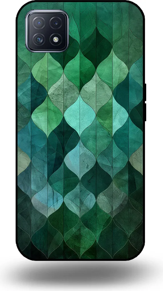 Smartphonica Custodia per telefono adatta a OPPO A53 5G / A72 5G / A73 5G con stampa di foglie verdi - Custodia backcover in TPU con design a foglie verdi - Verde