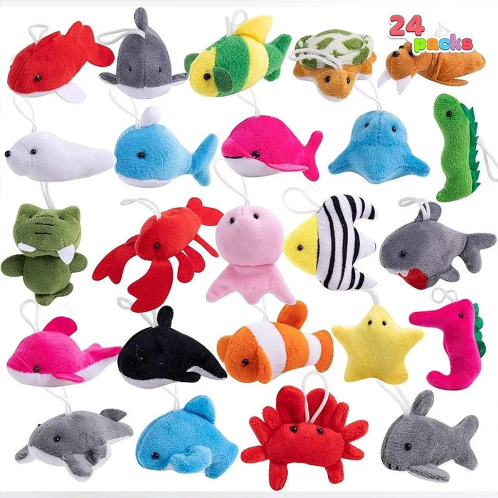 Animaux marins en peluche 24 pièces multicolores pour cadeaux et jeux