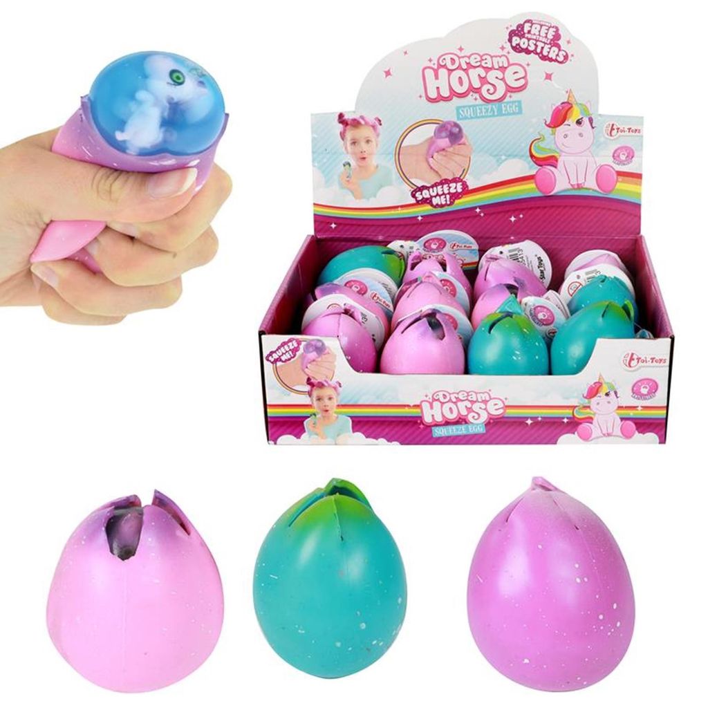 1 x DREAM HORSE Quetschei mit Einhorn 5x6,5cm, 1 aus 3 Farben
