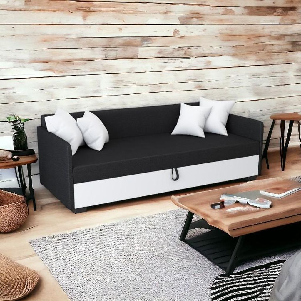 Einzelbett 110x195 REVA 1 - schwarz/weiß