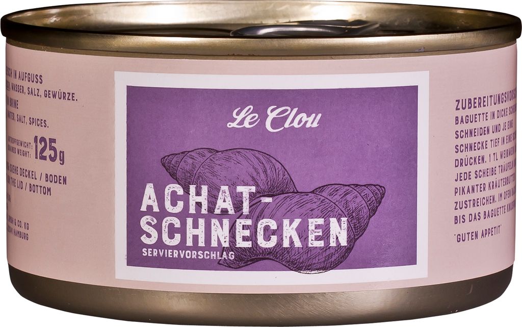 Le Clou konzervovaní achátoví šneci Šnečí maso ve vodě 200g Obrázek produktu 