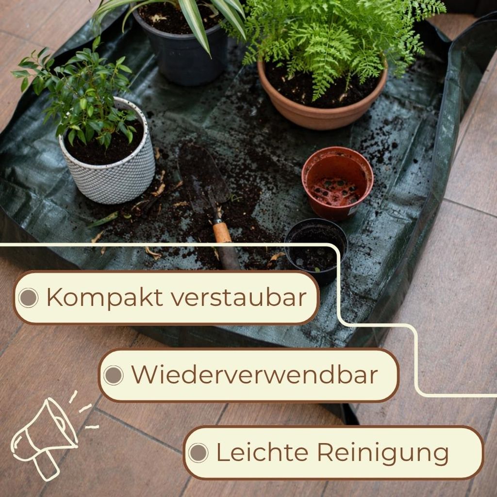 Pflanzmatte 100x100 Cm Verdickte PE Umtopfmatte - Wasserdicht Wiederverwendbar