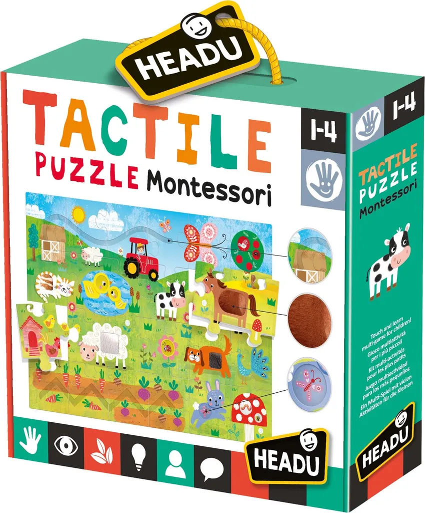 Puzzle Encastrement en Carton Ferme Headu : Premier Jeu d'Éveil Enfant