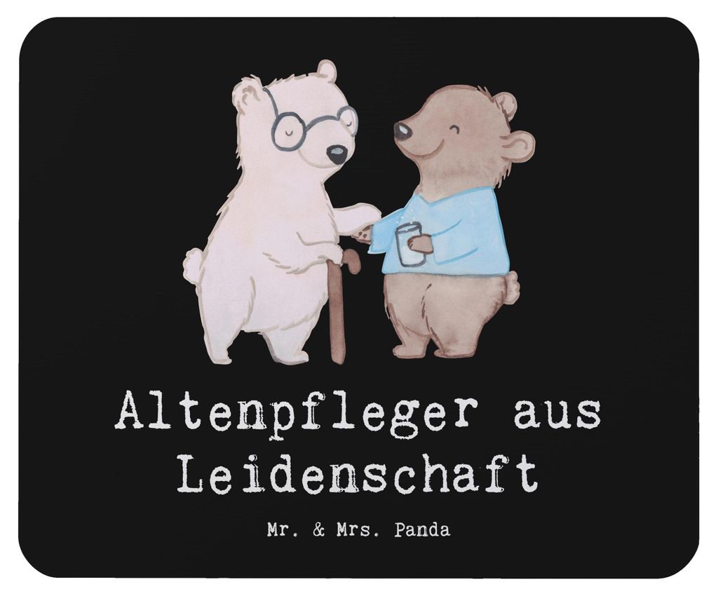 Mr. & Mrs. Panda Mauspad Altenpfleger Leidenschaft - Schwarz - Geschenk, Lustig, pc, Mousepad, Spruch, Beruf, laptop, Witzig, Mouse Pad