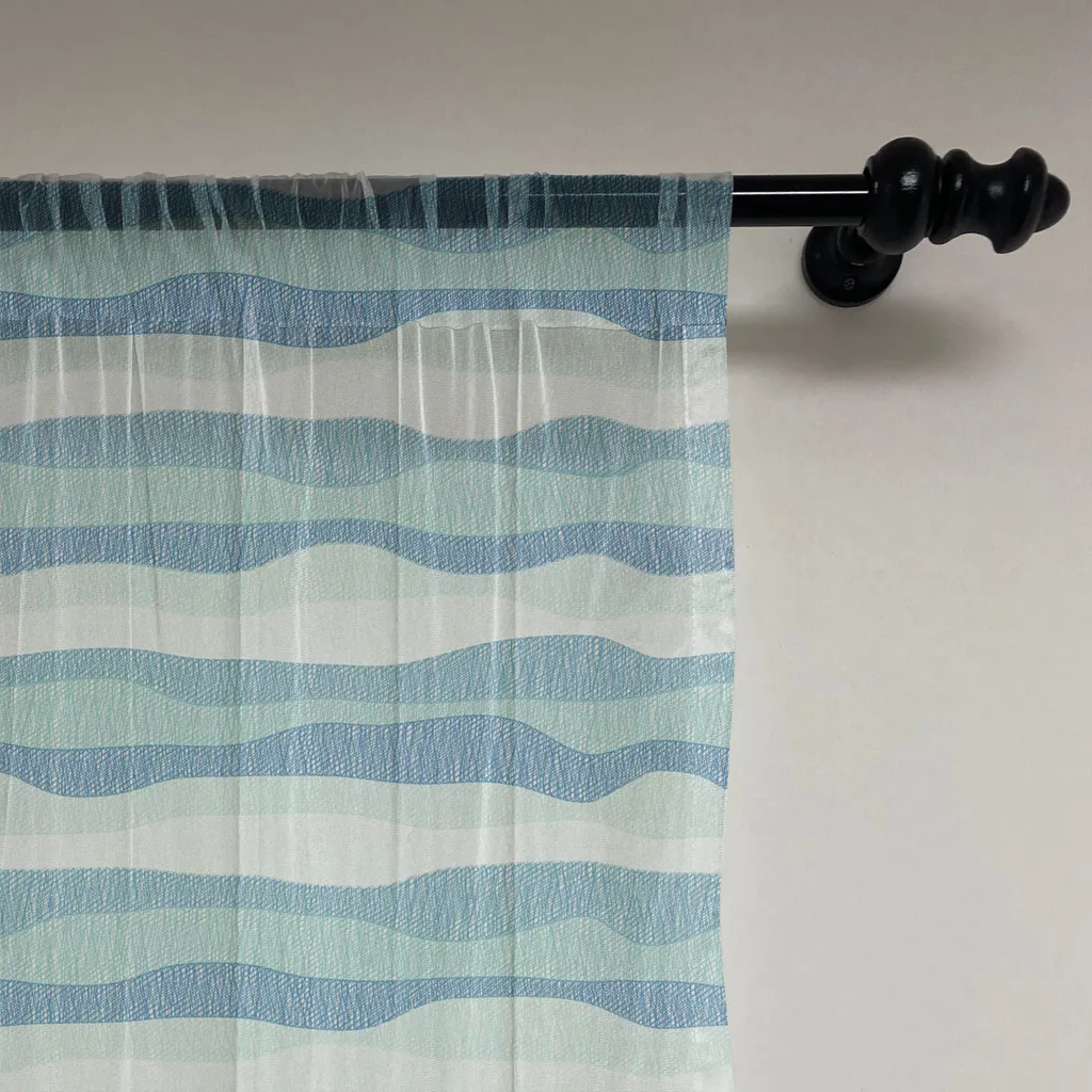 Arazzo Parete Astratto 274x274 - Tessuto Raso Blu Oceanico - 2