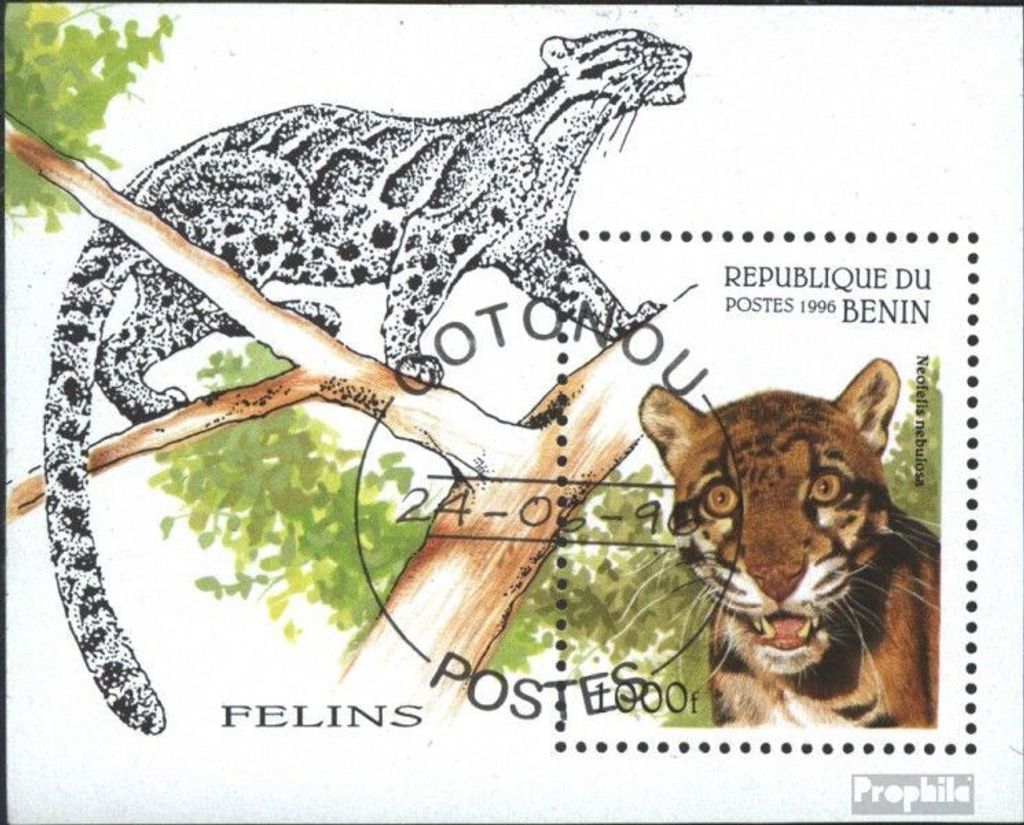 Briefmarken Benin 1996 Mi Block19 (kompl.Ausg.) gestempelt Wildkatzen