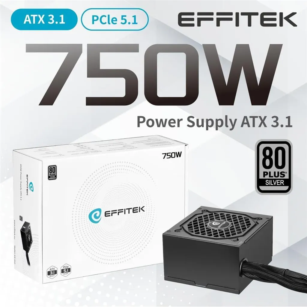 Alimentation 750W Silver ATX 3.1 EFFITEK avec connecteur PCI 5.1 GPU - 2