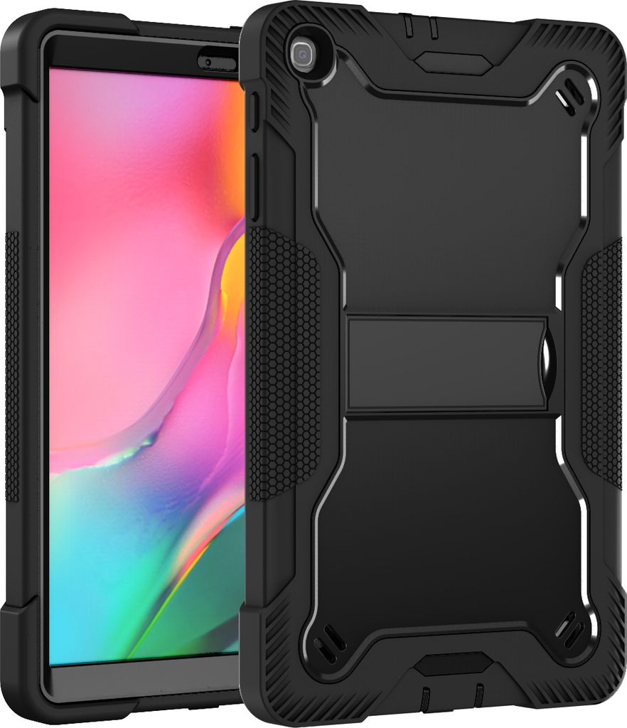 Schutzhülle für Samsung Galaxy Tab A 10.1 2019, 3 Schichten mit Ständer Strapazierfähig Hülle für Galaxy Tab A 10.1 Zoll Schwarz