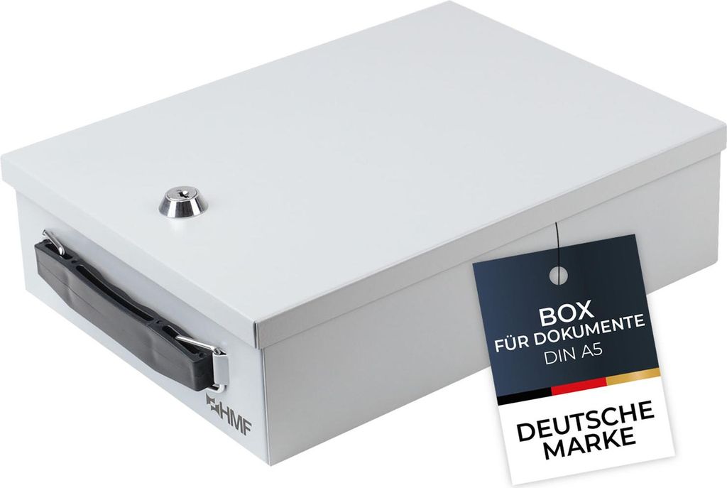HMF 140-07 Dokumentenkassette DIN A5, Dokumentenbox, 27 x 20,5 x 8 cm, lichtgrau