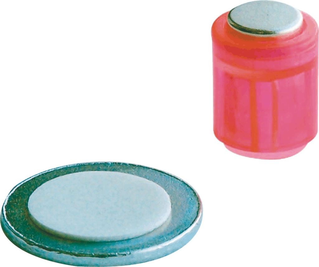 Magnet Zylinder 14x9mm mit selbstklebender Metallscheibe bis 1900g VE=10x4 Stück kristallpink