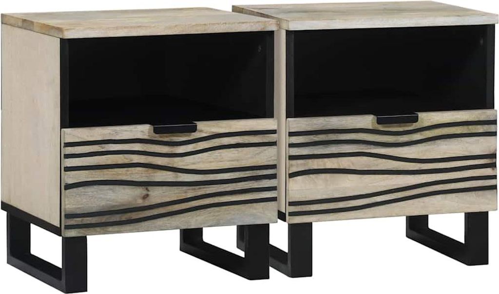 Nachttisch 2 pcs Weiß 40 x 33 x 46 cm Holzwerkstoff