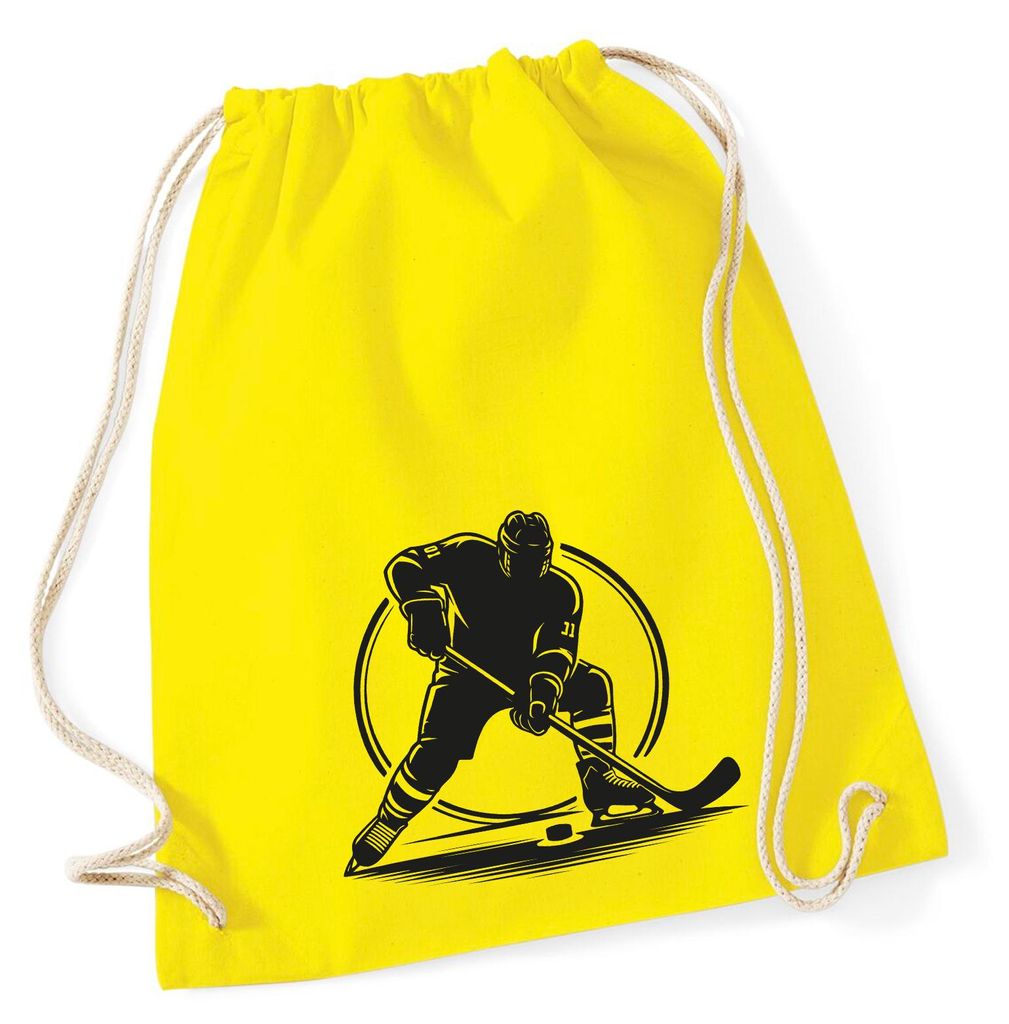 Huuraa Turnbeutel Eishockey Hockey 12 Liter Yellow Baumwolle Rucksack Geschenkidee