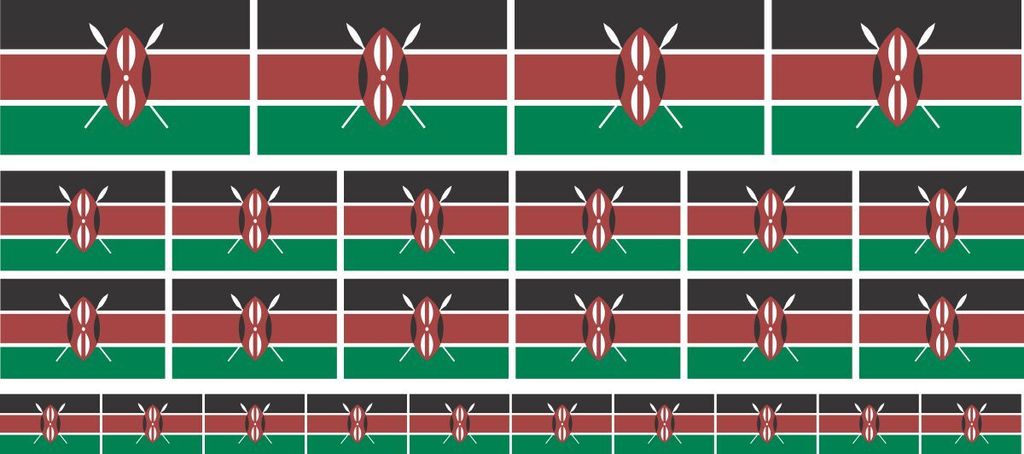 Mini Aufkleber Set - Pack glatt - 4x 51x31mm+ 12x 33x20mm + 10x 20x12mm- selbstklebender Sticker - Kenia Flagge / Banner / Standarte fürs Auto, B...