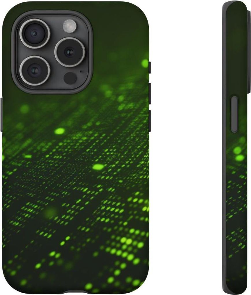 Futuristisches grünes Partikelgitter – Hülle Kompatibel mit iPhone 15 Pro