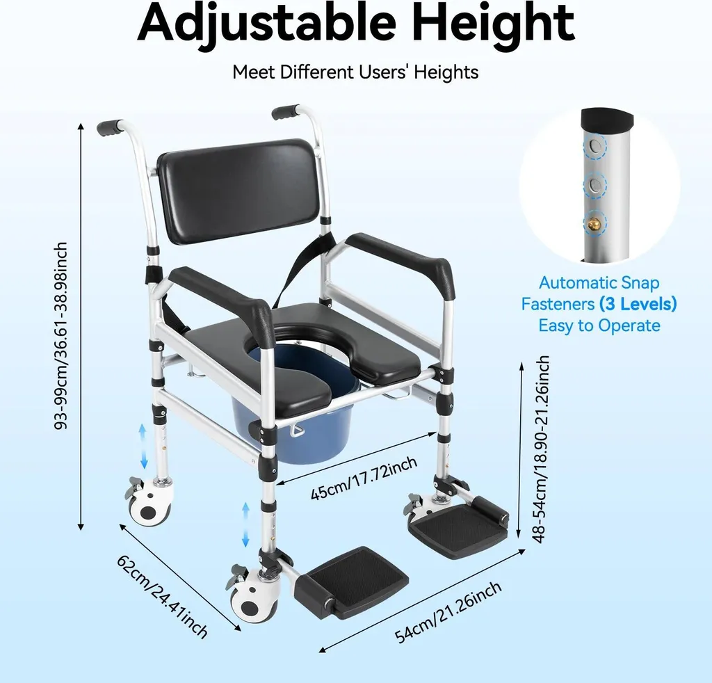 Chaise de douche PMR pliable à roulettes - Sécurité salle de bain 160kg