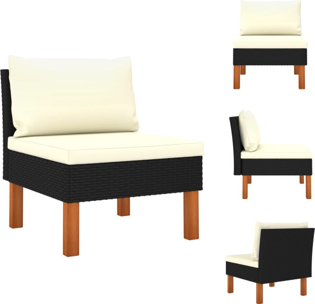 vidaXL Mittelsofa Poly Rattan und Eukalyptus Massivholz -  Produktbild 