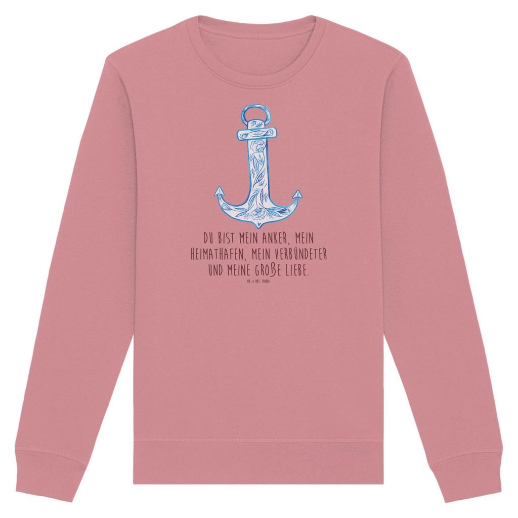 Mr. & Mrs. Panda Baumwoll Sweatshirt Anker Blau Größe XL - Canyon Pink - Geschenk, Pulli, Bio-Pullover, Pullover, Lustige Sprüche, Sweater