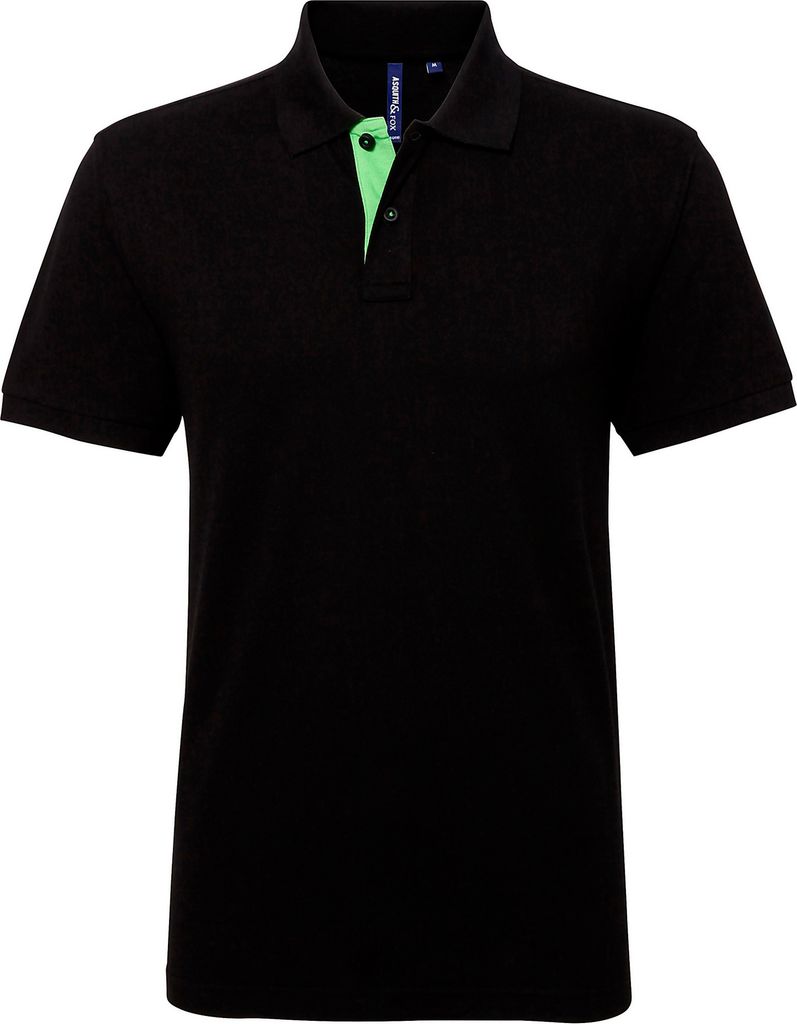 Asquith & Fox Herren Polo-Shirt, kurzärmlig RW4810 (L) (Schwarz/Limette)