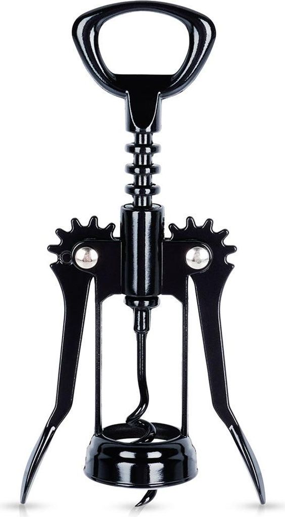 Cavatappi per vino in metallo nero 16 cm Immagine del prodotto 