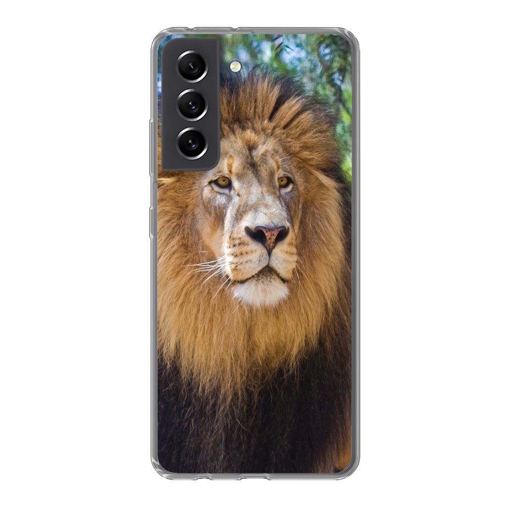 MuchoWow Handyhülle Schutzhülle Hülle für Samsung Galaxy S21 FE Löwe - Natur - Tier Silikon Softcase Handy Hülle - Mobiltelefonhülle