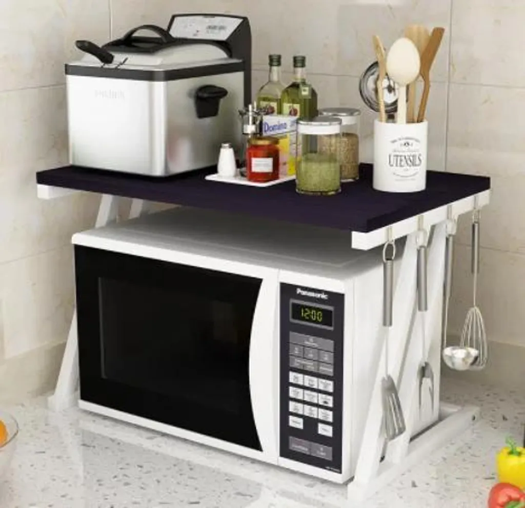 Rangement Plan de Travail pour Micro-ondes - Étagère Bois 2 Étages