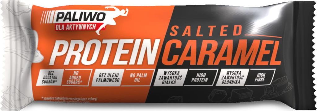 PROTEINRIEGEL MIT SALZIGEM KARAMELL UND MILCHIGER GLASUR OHNE ZUSATZZUCKER 50 g – ENERGIE FÜR AKTIVE