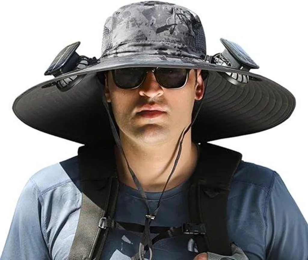 Chapeau de protection solaire avec ventilateur USB réglable pour homme