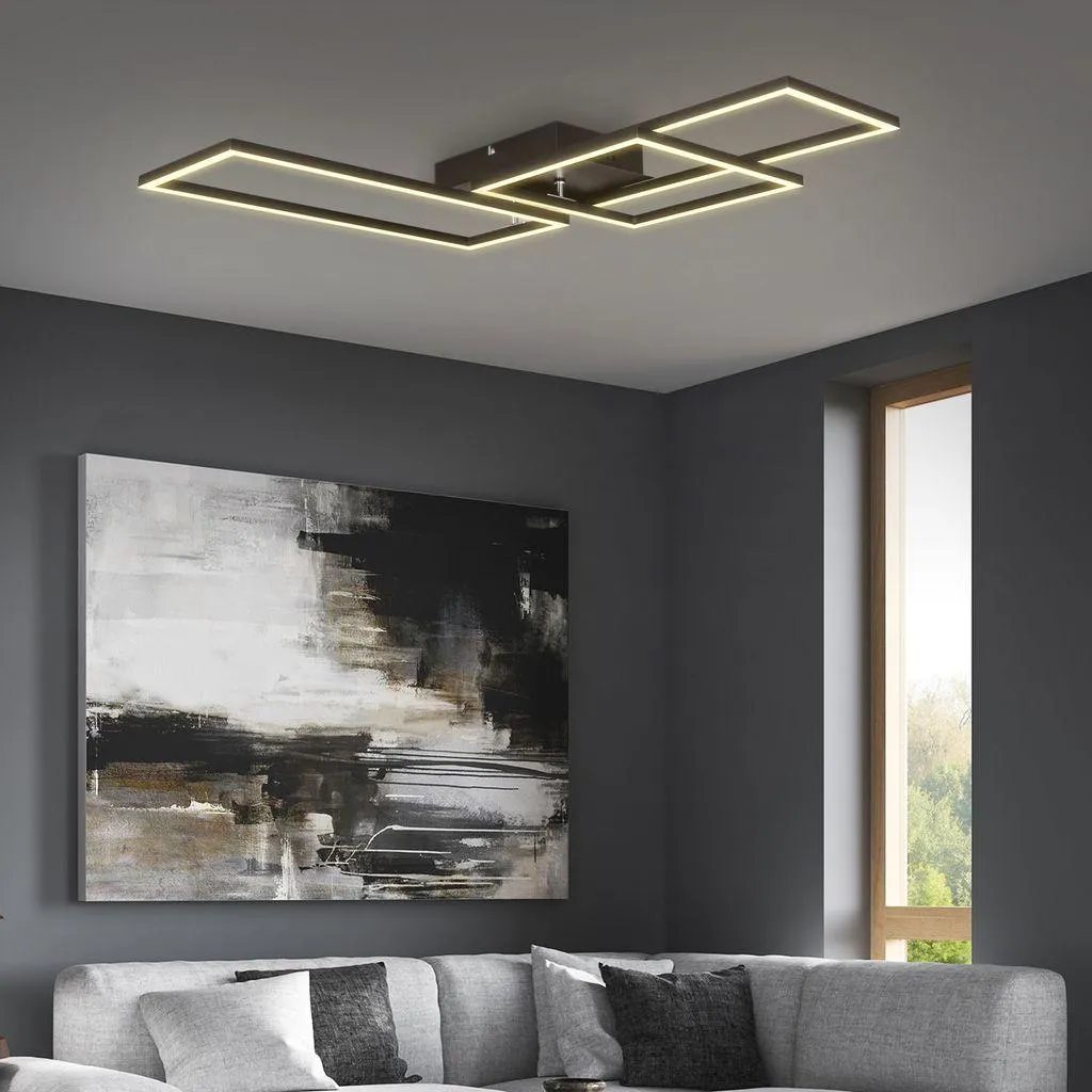Plafonnier LED noir rectangulaire 40W 4000lm avec télécommande dimmable