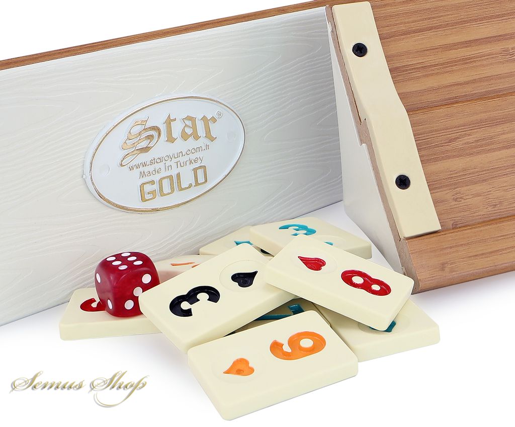 Set De Rummy VIP Okey Compact – Supports En Pierre, Pions Mélamine, Boîte De Transport – Pour Jeu De Société