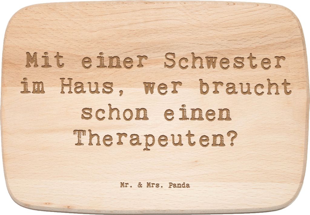 Mr. & Mrs. Panda Schneidebrett Holz Spruch Schwester Glück - Transparent - Geschenk, Küchenbrett, Dankeschön, Freude, Holzbrett, Holzbrettchen, ...