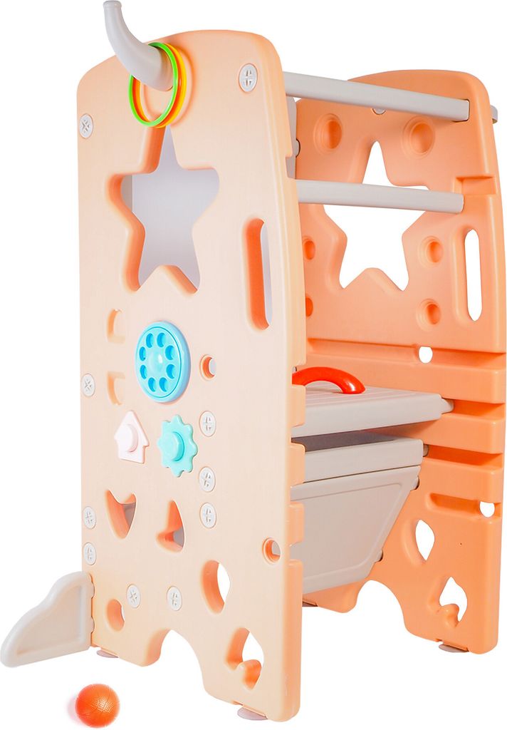 Aga4Kids Lernturm ab 1,5 Jahr, Höhenverstellbarer Kleinkinderturm mit 3 Stufen & Sicherheitsgeländer, Für Küche, Küchenhelfer, Learning Tower ...