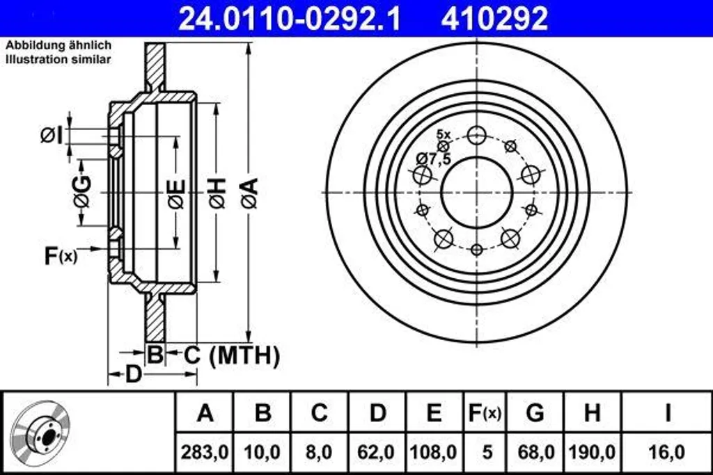 Disque de frein ATE anti-vibration pour Volvo V70 850 OE 272248
