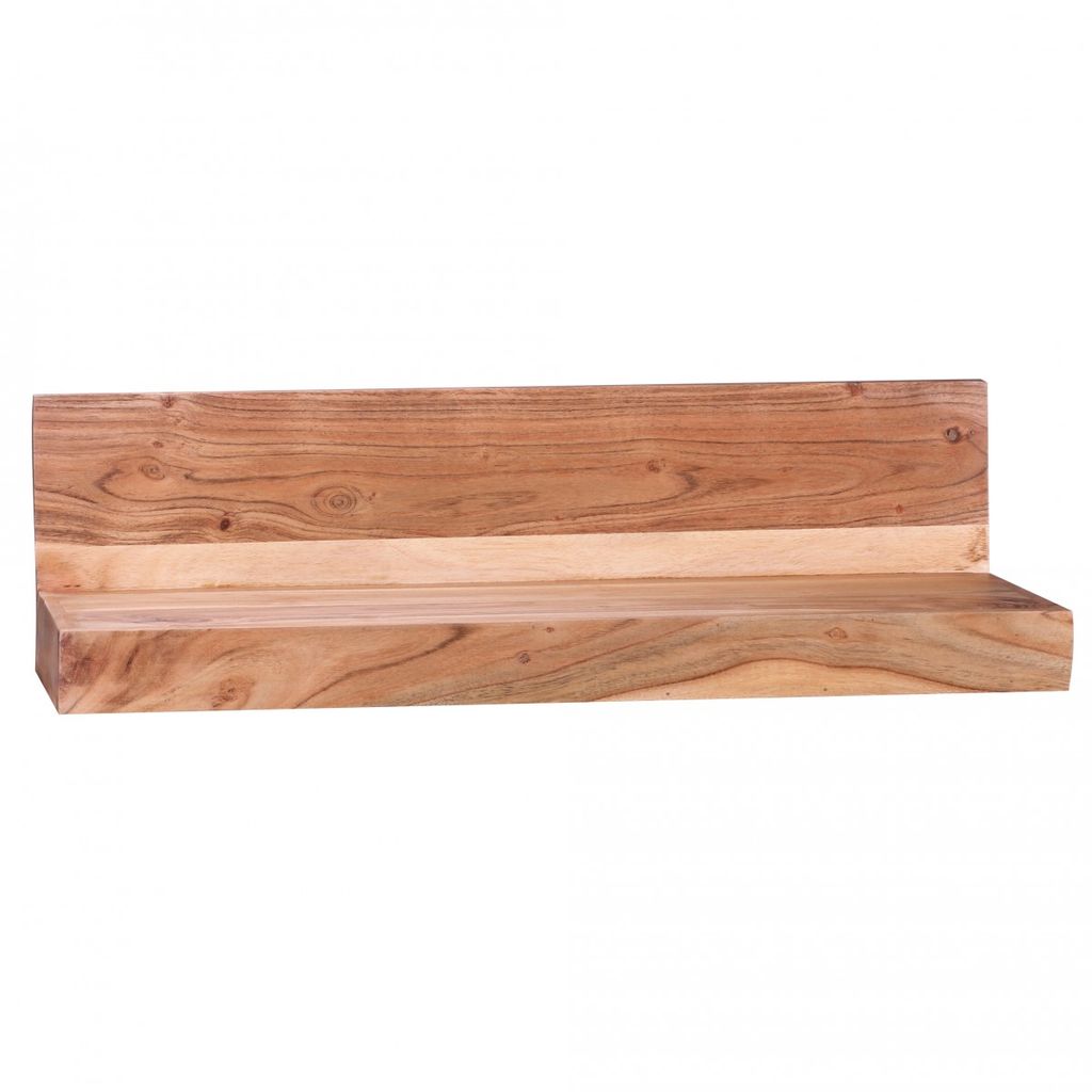 WOHNLING Wandregal MUMBAI Massiv-Holz Akazie Holzregal 60 cm Landhaus-Stil Hänge-Regal Echt-Holz Wand-Board Natur-Produkt