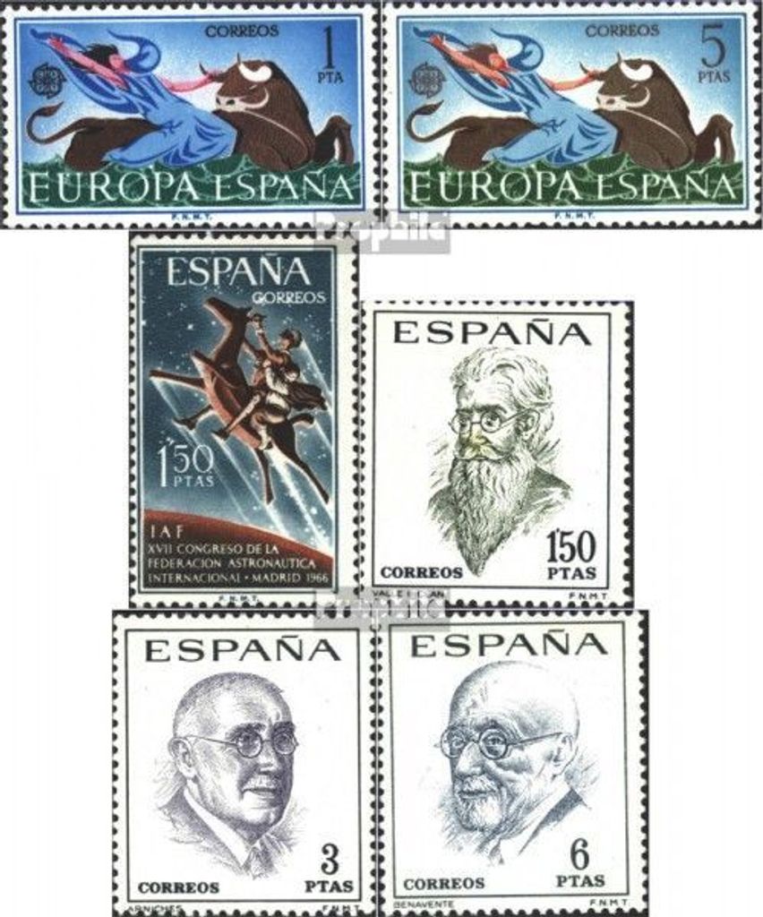 Briefmarken Spanien 1966 Mi 1642-1643,1644,1653-1655 (kompl.Ausg.) postfrisch Sondermarken