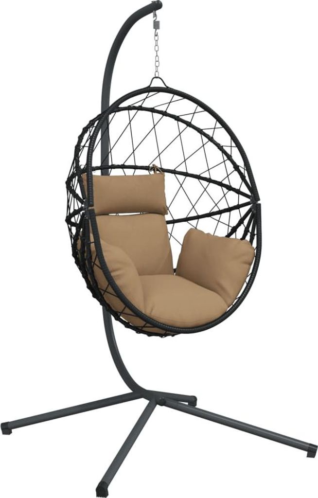 vidaXL Hängesessel Ei-Design mit Ständer Taupe Rattan und Stahl