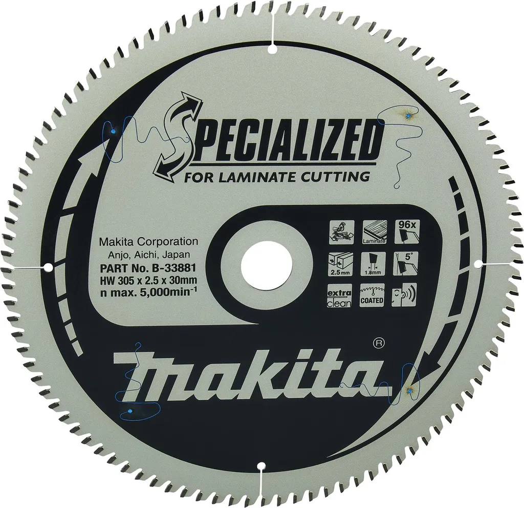 Évitez les éclats sur aluminium avec la lame Makita B-33881 305x30 96Z