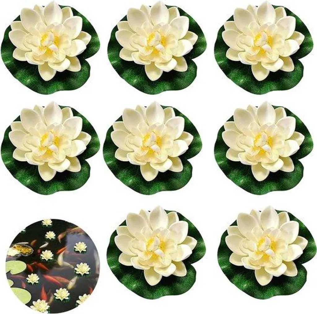 Nénuphars réalistes en mousse pour décoration de bassin et petit étang