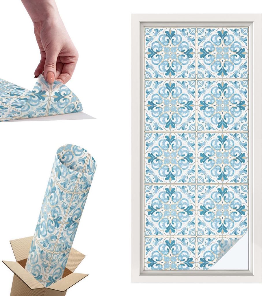Buntglasfolie für Fenster – 116x50 cm – Stained-Glass-Fensterfolie, dekorativ & blickdicht – Selbstklebende Glasdekorfolie im Buntglas-Desig...