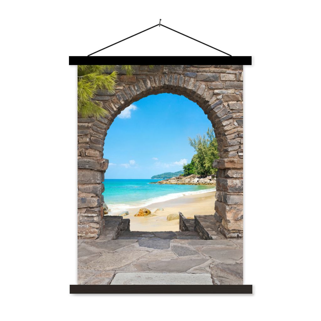 MuchoWow Textilposter Transparent - Strand - Tropisch - Sommer 40x53 cm mit schwarzem Rahmen - Abbildung