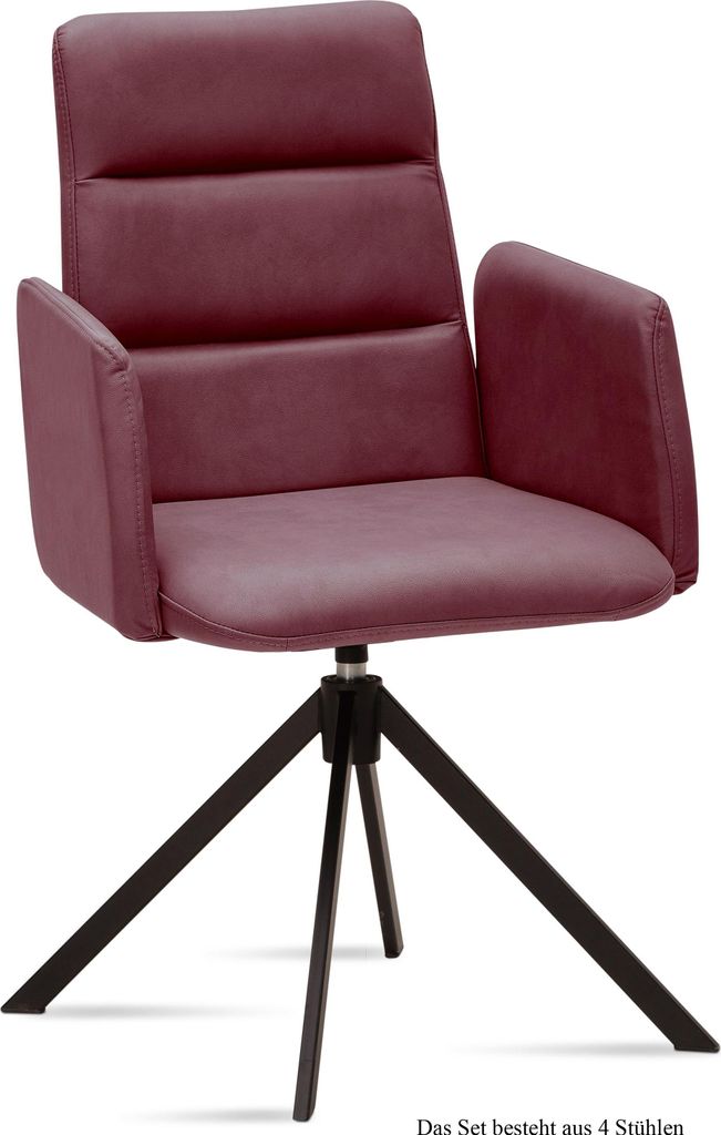 Armlehnstuhl drehbar (4er-Set) Deidre 52x92x60 Schwarz/Marsala