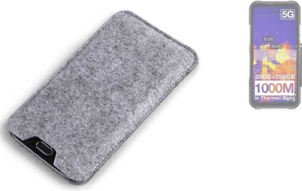 K-S-Trade Filz Handyhülle kompatibel mit Doogee V20 Pro Schutzhülle Filztasche Filz Tasche Case Sleeve Handy Hülle Filzhülle grau